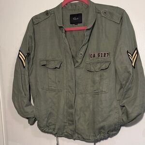Rails Olive Utility Jacket with Patches-Rails military jacket-